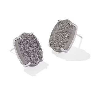NWT Kendra Scott Daphne Silver Large Stud Earrings in Platinum Drusy